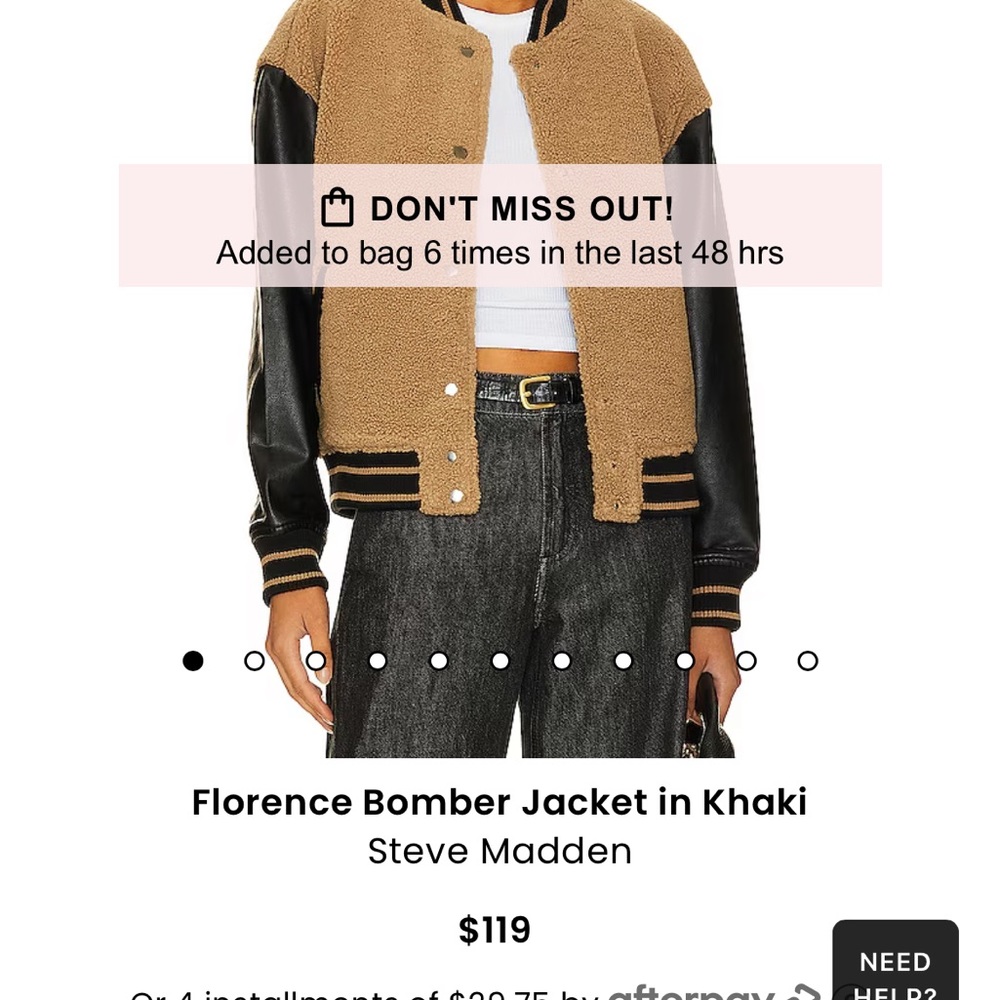 Never worn Steve Madden Florence Sherpa/leather bomber jacket